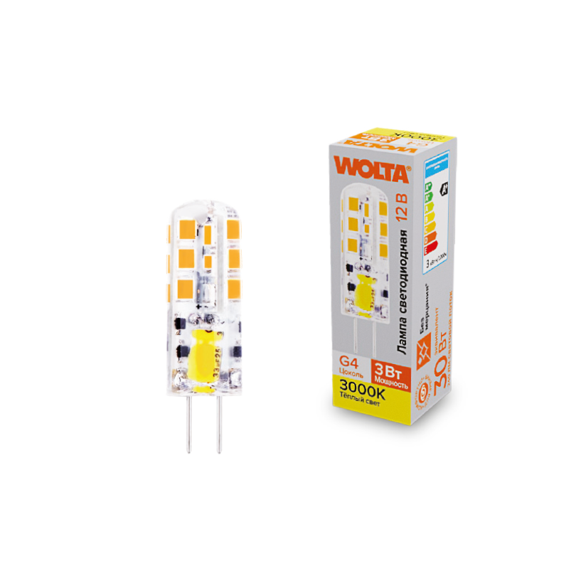 Светодиодная лампа WOLTA WSTD-JC-12V3W3KG4-S 3Вт 3000K G4