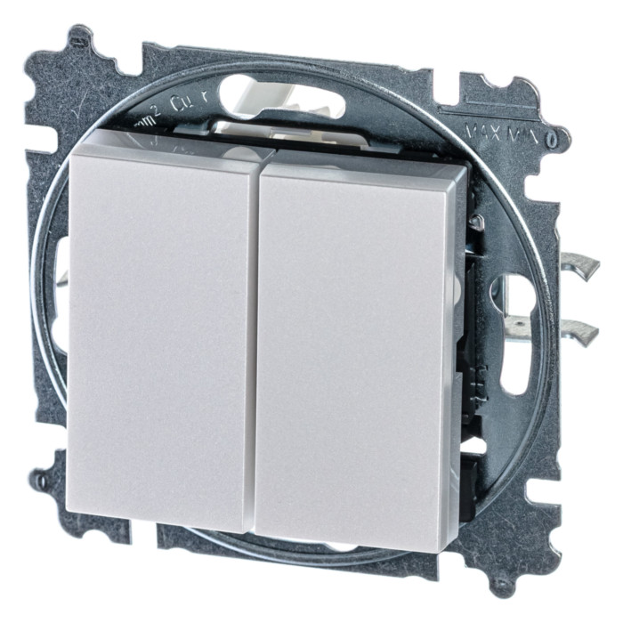 Выключатель двухклавишный ABB LEVIT, жемчуг // ледяной, 2CHH590545A6068