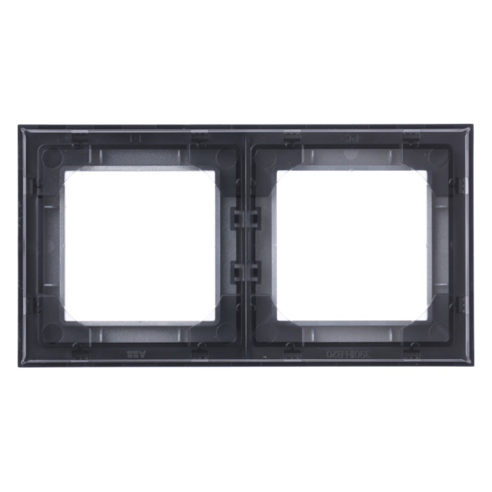 Рамка 2 поста ABB LEVIT, серебро // дымчатый черный, 2CHH015020A6070