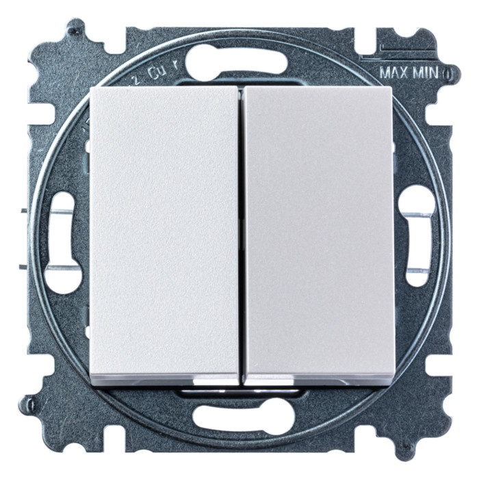 Выключатель двухклавишный ABB LEVIT, жемчуг // ледяной, 2CHH590545A6068