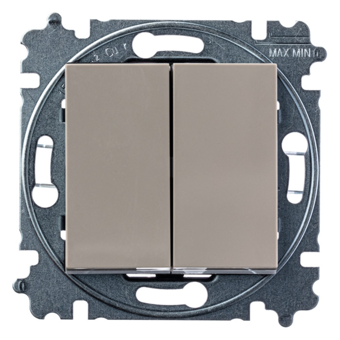 Выключатель двухклавишный ABB LEVIT, кофе макиато // белый, 2CHH595245A6018