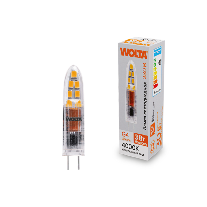 Светодиодная лампа WOLTA WSTD-JC-220V3W4KG4-P 3Вт 4000K G4
