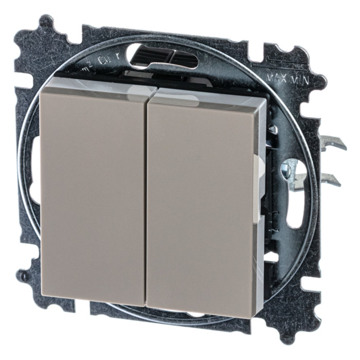 Выключатель двухклавишный ABB LEVIT, кофе макиато // белый, 2CHH595245A6018