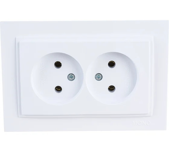 Розетка двойная Mono Electric без заземления Despina бел. 102-190005-121