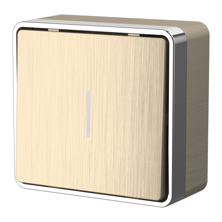 Выключатель одноклавишный с подсветкой Gallant шампань рифленый W5010110