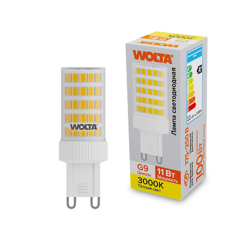 Светодиодная лампа WOLTA WSTD-JCD-11W3KG9-C 11Вт 3000K G9