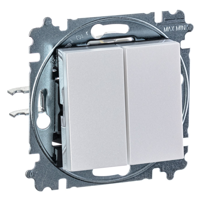 Выключатель двухклавишный ABB LEVIT, жемчуг // ледяной, 2CHH590545A6068