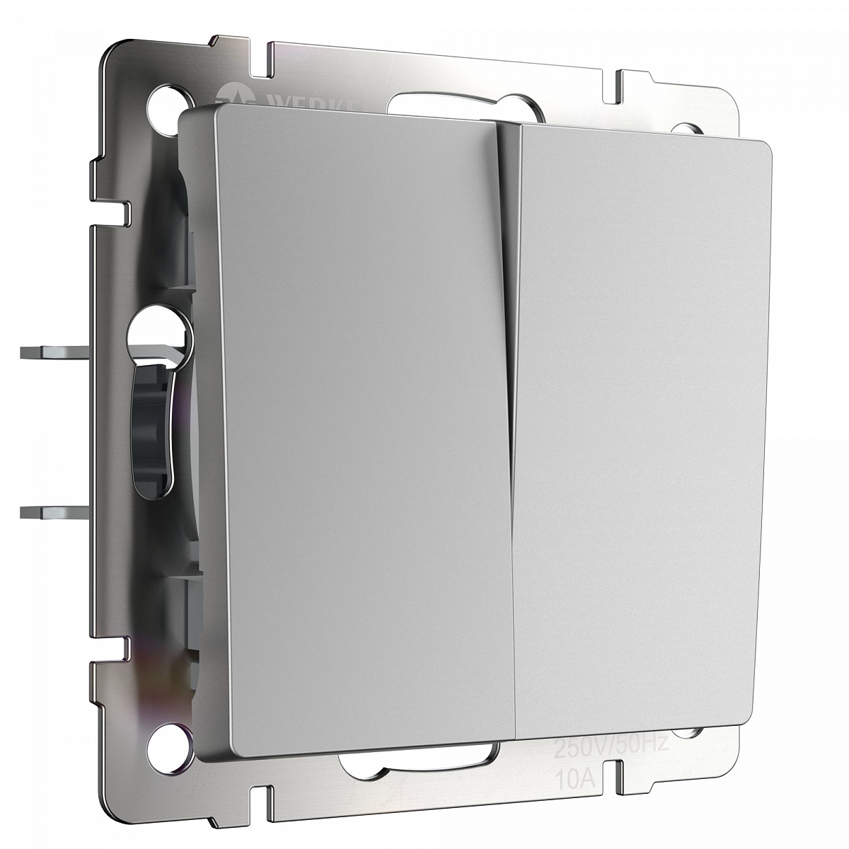 W1122006/ Выключатель двухклавишный проходной (серебряный) W1122006