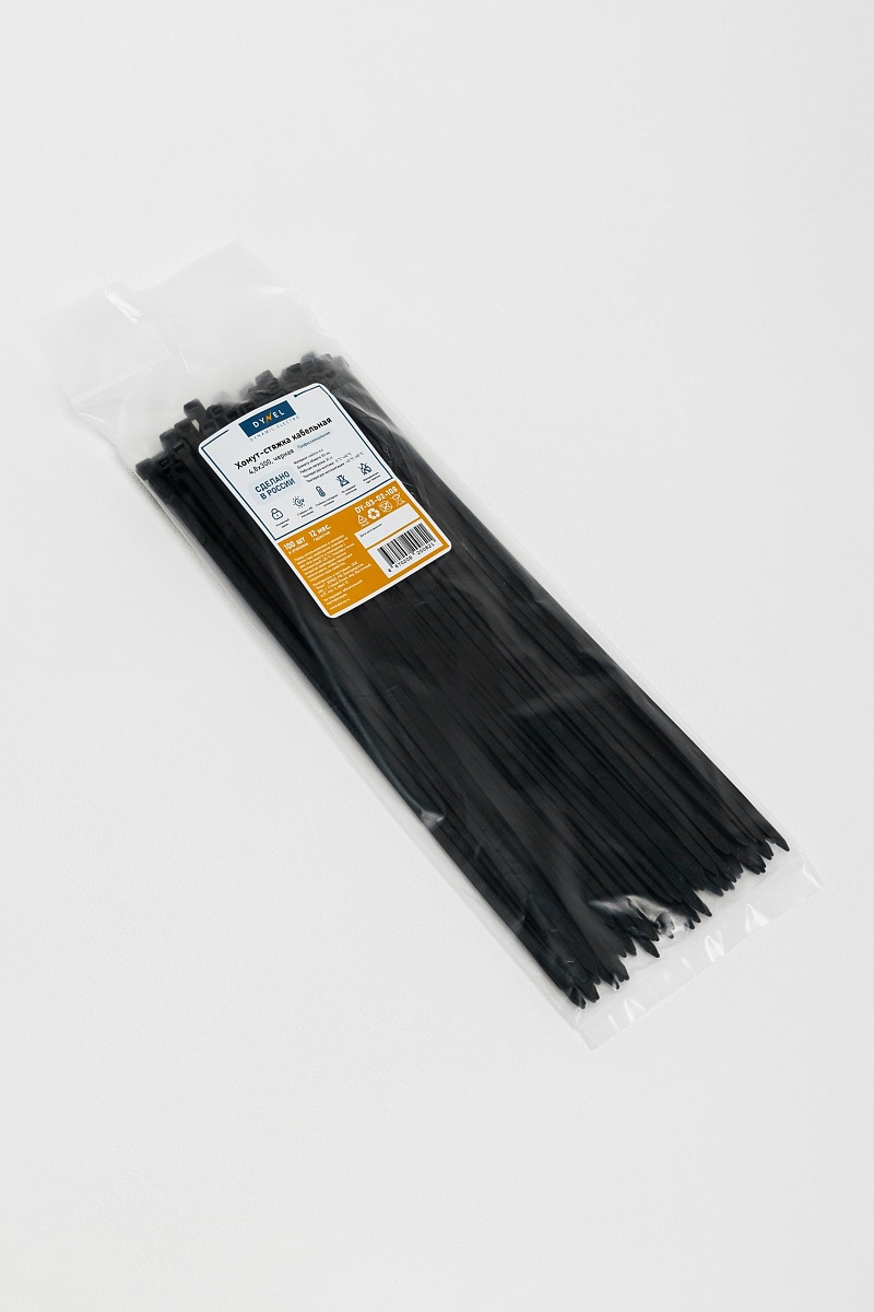 Хомут-стяжка кабельная 4,8х300 нейлон черн (уп.100шт) DYNEL