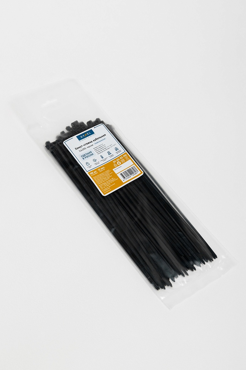 Хомут-стяжка кабельная 3,6х250 нейлон черн (уп.100шт) DYNEL