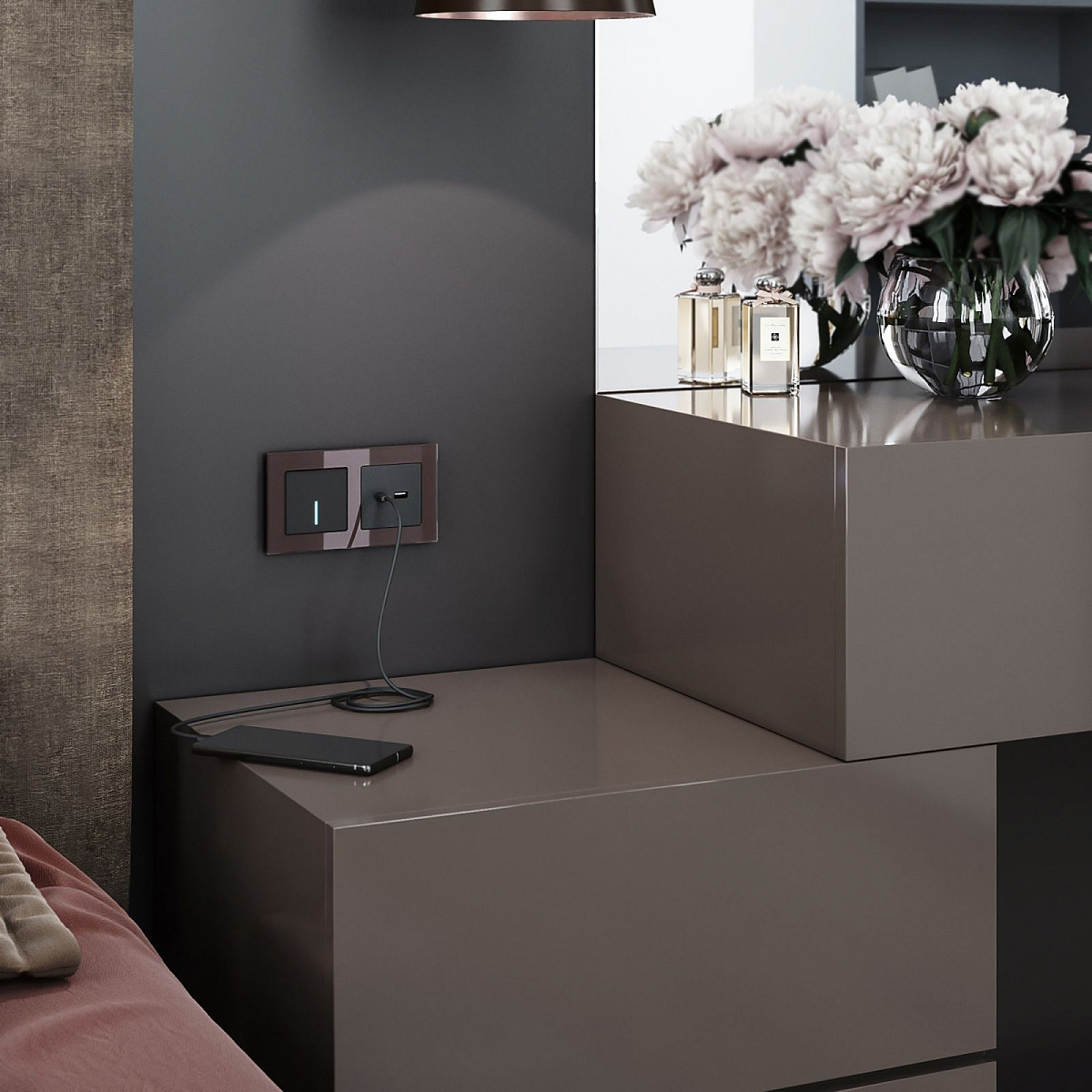 Умный сенсорный выключатель одноклавишный (черный) W4510608