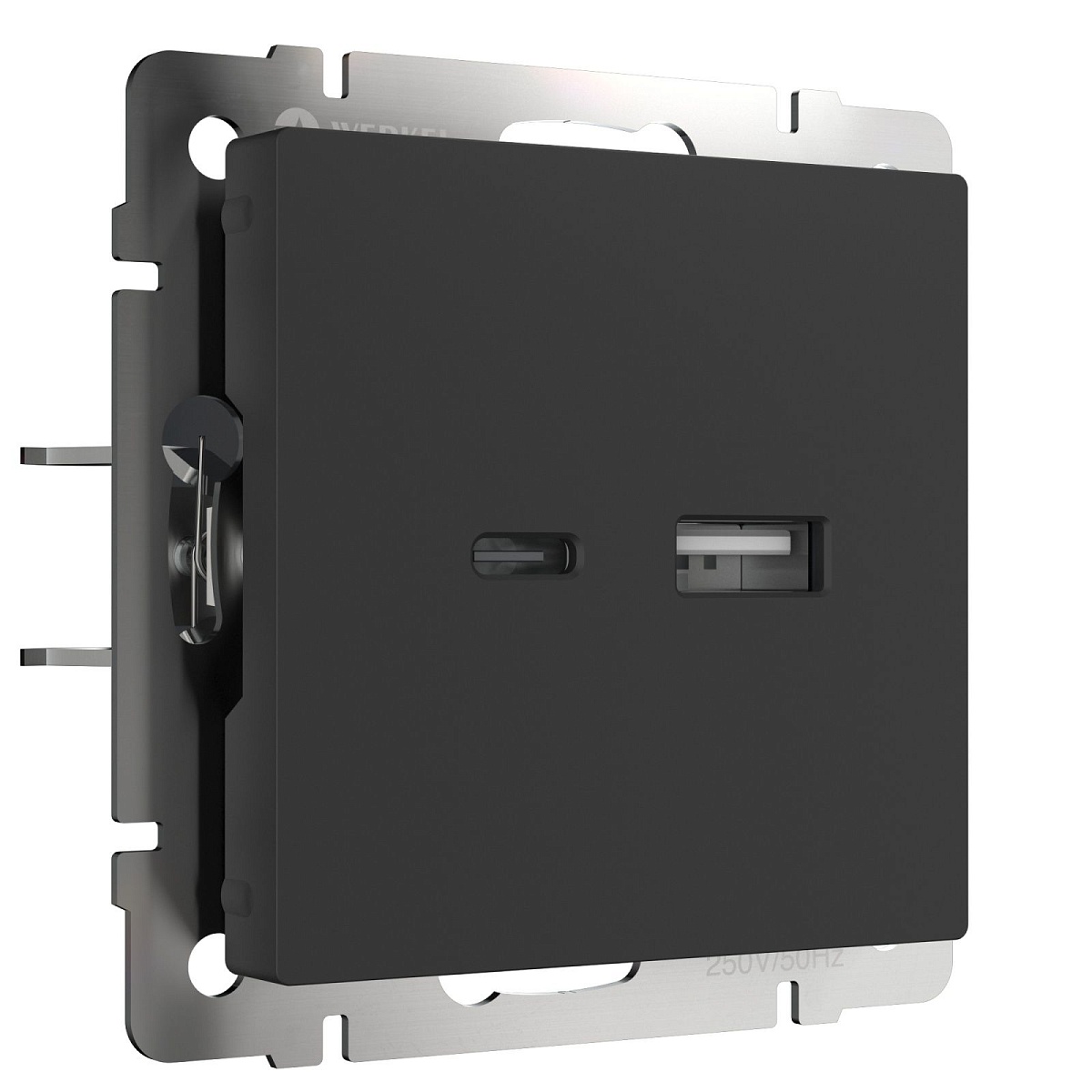 Розетка USB тип A+С (черный матовый) W1171808