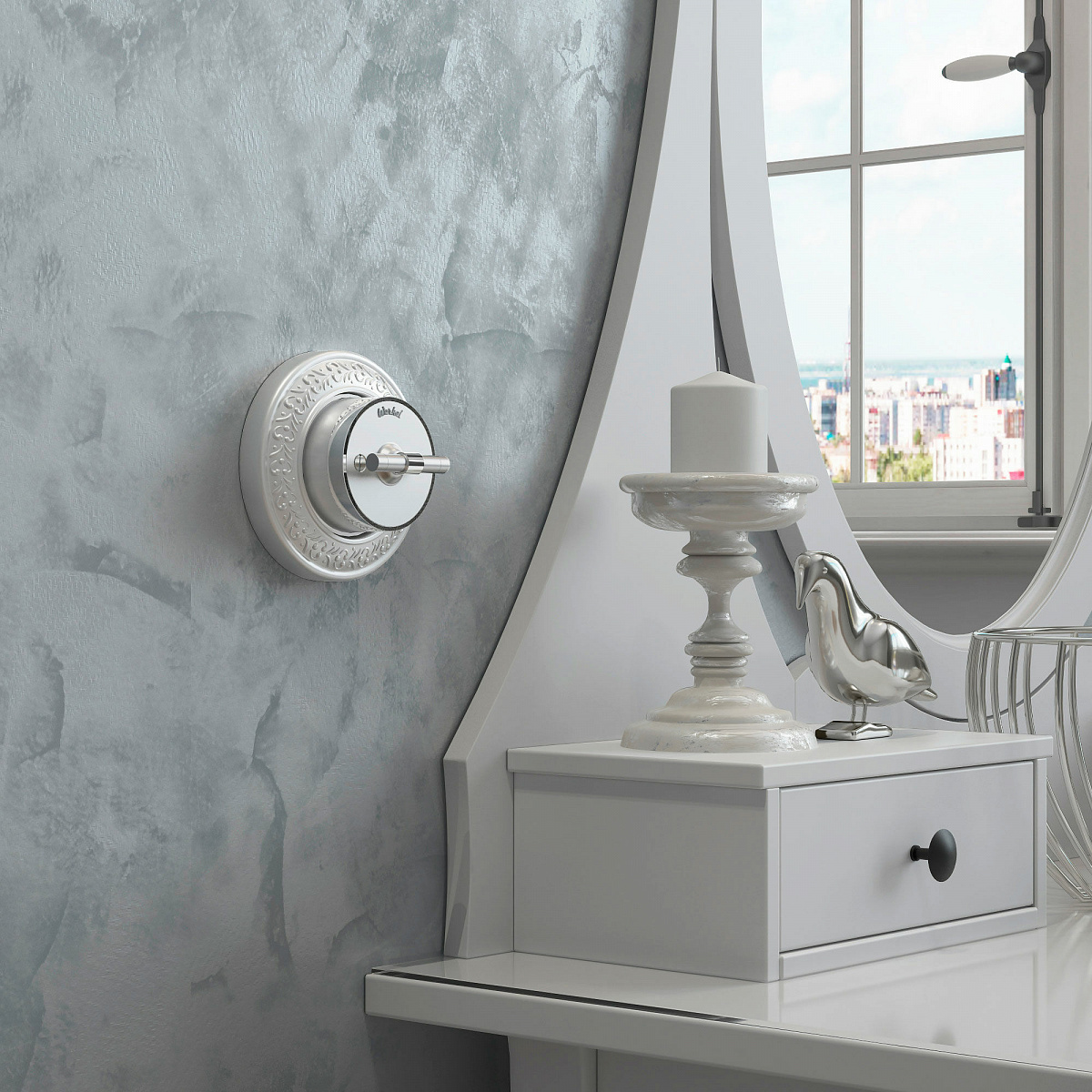 Переключатель/выключатель одноклавишный Vintage серебро матовый/хром W5812054